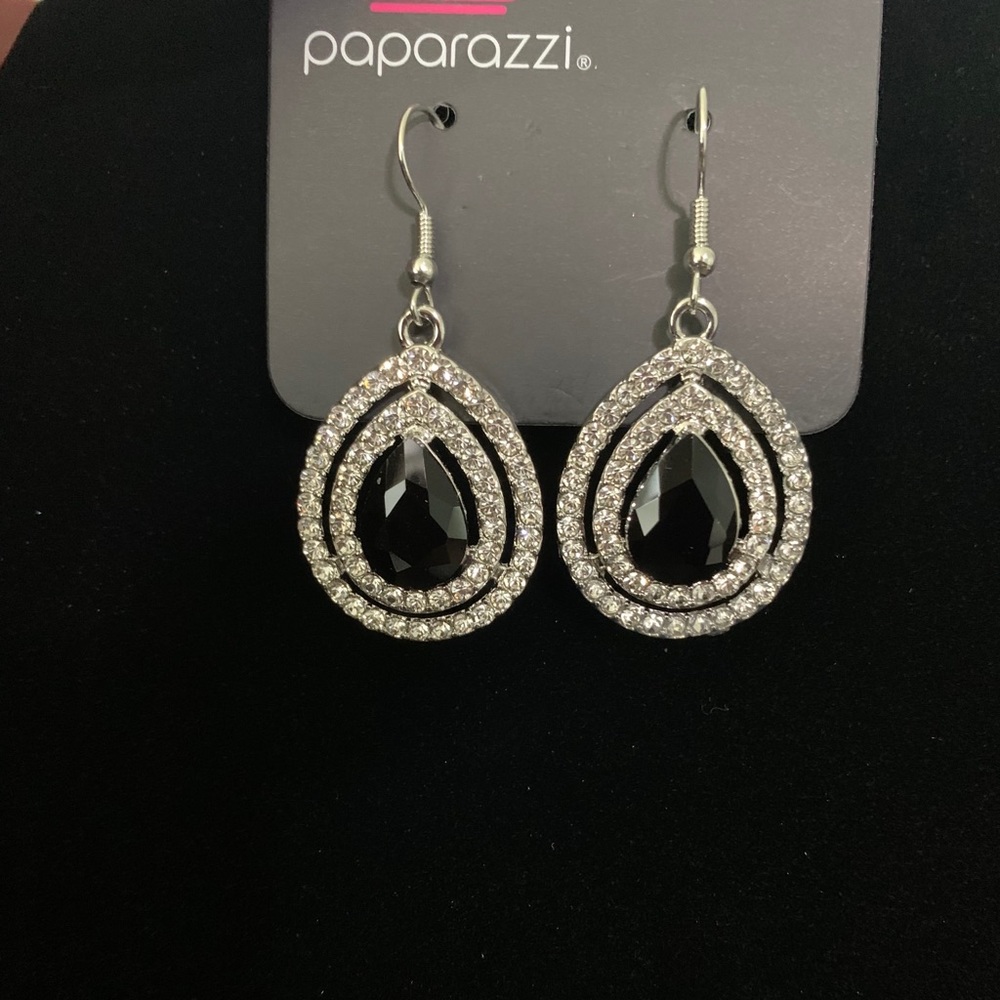 Black and rhinestone earrings